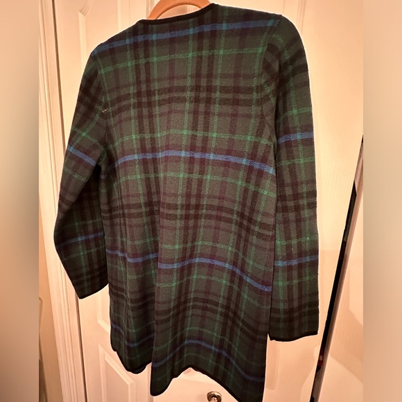 NWT Talbots Wool Blend Plaid Open Front Long Cardigan Sweater Jacket Size L - Picture 7 of 12